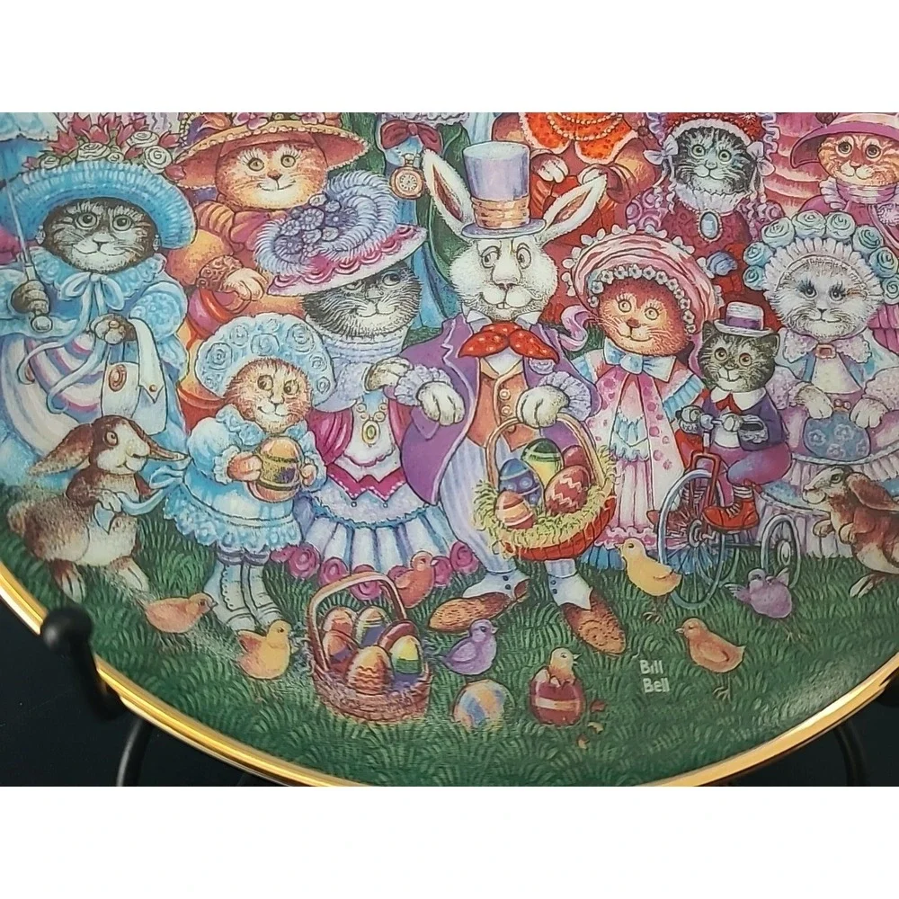 Franklin Mint Collector Plate Cat Easter Purrade Heirloom Ltd Edition B. Bell